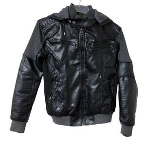 ROBERT PHILLIPE Black Leather Moto Jacket SMALL Unisex